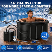 1/3 HP Ice Bath Chiller & 148 Gal Oval Cold Plunge Tub Kit