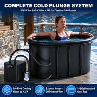 1/3 HP Ice Bath Chiller & 148 Gal Oval Cold Plunge Tub Kit