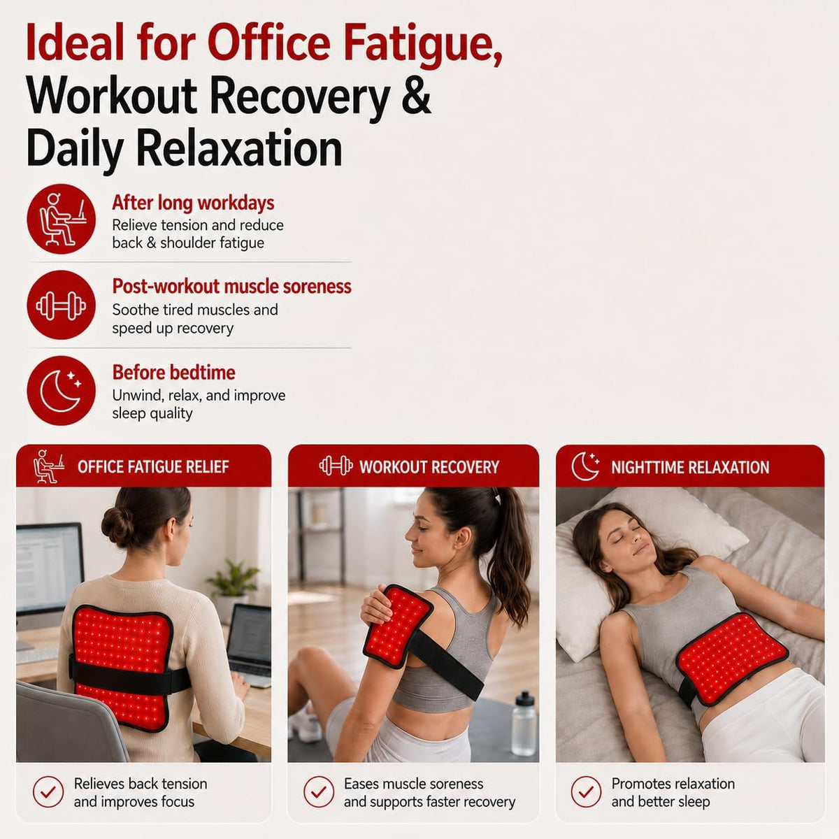Red Light Therapy Pad for Body, Infrared Light Therapy Wrap for Back Shoulder Knee Pain Relief, 75 Leds 660Nm & 850Nm near Infrared Light Pad with Strap, 5 Brightness Levels & Timer, 14.2" X 6.7"