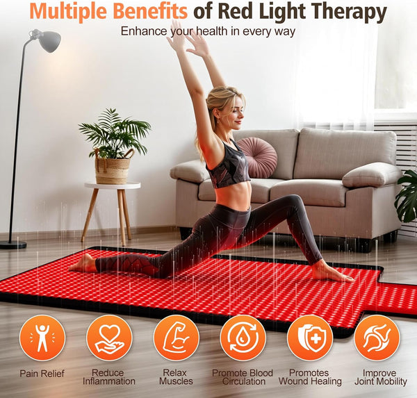 Red Light Therapy Mat Designed for Full Body Wellness, 1370 LED Beads, Dual 660nm & 850nm, 76.8 x 33.4 Inches