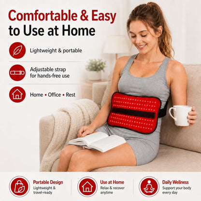 Red Light Therapy Pad for Body, Infrared Light Therapy Wrap for Back Shoulder Knee Pain Relief, 75 Leds 660Nm & 850Nm near Infrared Light Pad with Strap, 5 Brightness Levels & Timer, 14.2" X 6.7"